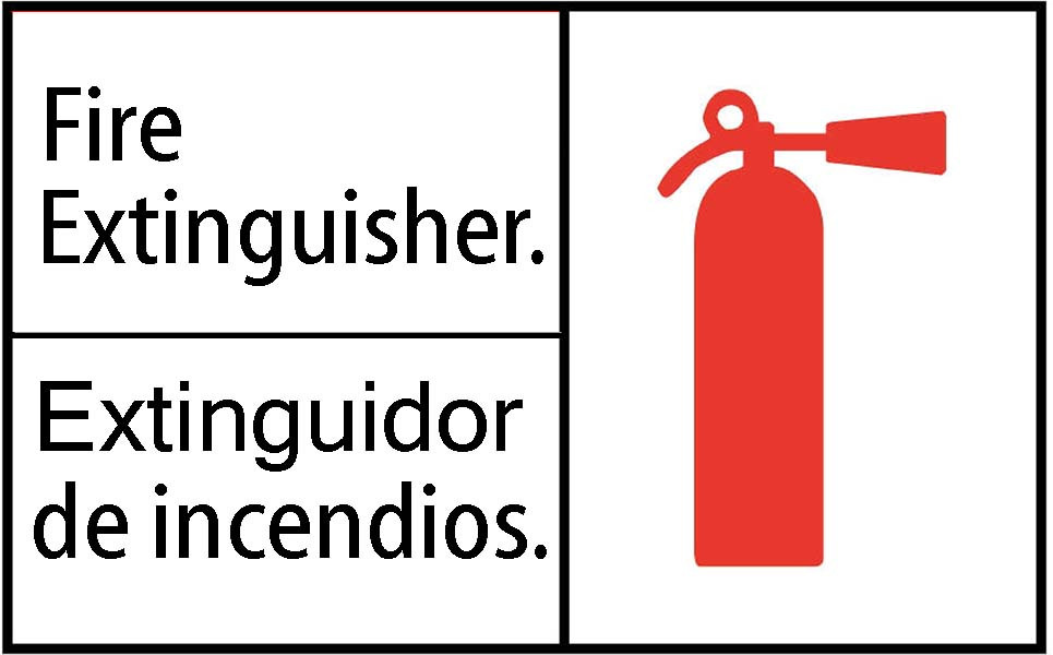 Spanish/English Bilingual Fire Extinguisher Sign Zing
