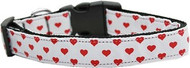 White and Red Hearts Nylon Dog Collar