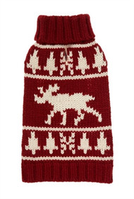 Burgundy Moose Dog Sweater