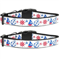 Anchors Away Nylon Ribbon Dog Collar