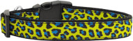 Blue & Yellow Leopard Nylon Ribbon Dog Collar