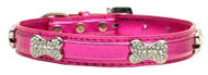 Metallic Crystal Bone Dog Collar- Pink