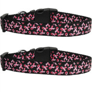 Black Pink Ribbons Dog Collar