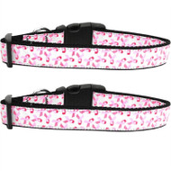 White Pink Ribbons Dog Collar