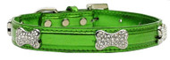 Metallic Crystal Bone Dog Collar- Emerald Green