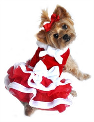 White Christmas Ruffled Dog Dress