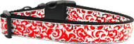 Red &  White Shimmer Nylon Ribbon Dog Collar