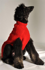 Cable Knit Dog Sweater- Red