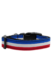 Red, White, and Blue Country Stripe Nylon Dog Collar