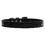 10mm Two Tier Black Faux Croc Dog Collar