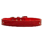 10mm Two Tier Red Faux Croc Dog Collar