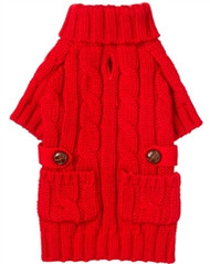 Red Pocket Cable Knit Dog Sweater