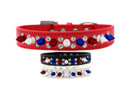 Red, White and Blue Spike and Bling Dog Collar