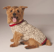 Oatmeal & Red Cable Knit Dog Sweater