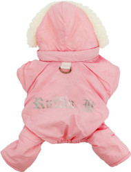 DOGGIE DESIGN Pink Ruffin It Dog Snowsuit - Large (L)