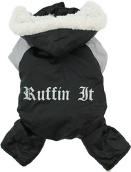 Doggie Design "Ruffin' It" Snowsuit, Black & Grey, Medium
