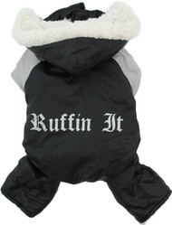 Dog Coat - "Ruffin' It" Snowsuit - Black & Grey - Large (L)