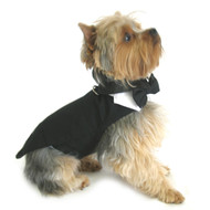 Black Dog Harness Tuxedo w/Tails Bow Tie Cotton Collar
