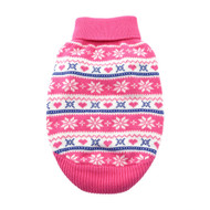 Doggie Design Combed Cotton Snowflakes and Hearts Dog Sweater- Pink