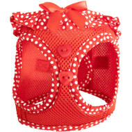 Doggie Design American River Choke Free Dog Polka Dot Ruffle Harness-Red