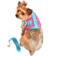 Doggie Design Cool Mesh Dog Harness Under the Sea Collection-Pink and Blue Flip Flop