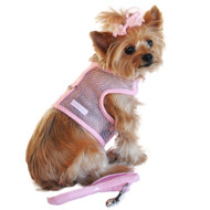 Doggie Design Cool Mesh Dog Netted Harness with Leash - Solid Pink