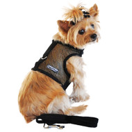 Doggie Design Cool Mesh Dog Netted Harness with Leash - Solid Black