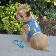 Doggie Design Cool Mesh Dog Harness with Matching Leash-Surfboard Blue and Green