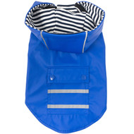 Doggie Design Slicker Raincoat with Striped Lining - Cobalt Blue