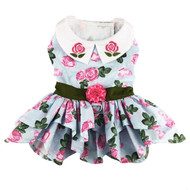 Doggie Design Pink Rose Harness Dress with Matching Leash