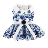 Doggie Design Blue Rose Harness Dress with Matching Leash