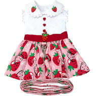 Doggie Design Strawberry Picnic Dog Dress with Matching Leash
