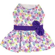 Doggie Design Purple Butterfly Dog Dress with Matching Leash