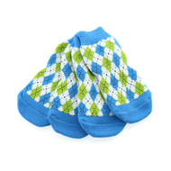 Doggie Design Non-Skid Dog Socks - Blue and Green Argyle