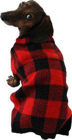 Midlee Red/Black Buffalo Check Dog Sweater Christmas Holiday Outfit (4XL)