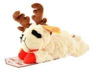 Multipet Holiday Lamb Chop with Reindeer Antlers Plush Dog Toy (10.5" Laying Lamb)