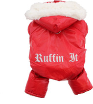Doggie Design Ruffin It Dog Snow Suit Harness, Red (Small)