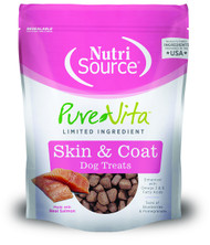 NutriSource PureVita Salmon Skin and Coat Dog Treats - 6 oz