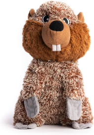 fabdog Fabtough Fluffies Squeaky Beaver Fun Plush Dog Toys - Small