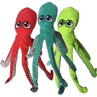Petlou Octopus Plush Dog Toy - Assorted Colors (16")- One Unit