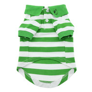 Doggie Design Striped Dog Polo Shirt - Greenery and White