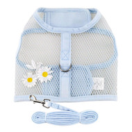 Doggie Design Cool Mesh Dog Netted Harness with Leash - Blue Daisy