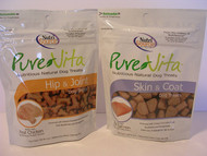 Pure Vita Dog Treats Bundle of 2 - 6 oz bags - Salmon Skin & Coat and Chicken Hip & Joint