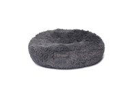 NANDOG Round Shaggy Round Pet Bed - Dark Gray (26" Diameter)
