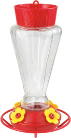 More Birds Royal Glass Hummingbird Feeder -  Red/Clear (28 Ounce)