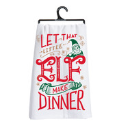 Primitives By Kathy Let That Little Elf Make Dinner Kitchen Towel - 28" x 28"