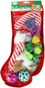 Midlee Christmas Stocking Cat Toy Gift Set (14 Toys)- Candy Canes, Bells, Mice Kitten Holiday Toys