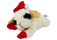 Multipet Holiday Lamb chop with Santa Hat Plush Dog Toy, 10.5"
