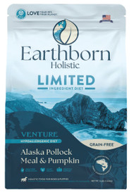 Earthborn Holistic Venture Limited Ingredient Alaska Pollock Meal & Pumpkin Grain-Free Dry Dog Food - 4 Lbs