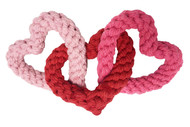 Midlee Interlocking Heart Rope Valentine Dog Toy - 6"- Pink Red Small Tug Toy